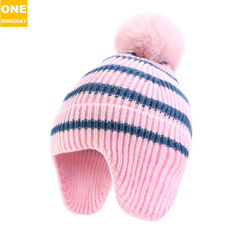 Детская вязаная шерстяная шапка-ушанка для отдыха на природе, детская полосатая бейсболка, лыжная шапка