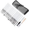 24Pcs Painting Brush Set Nylon Wool Wooden Handle with Bag for Acrylic Watercolor PaintGray