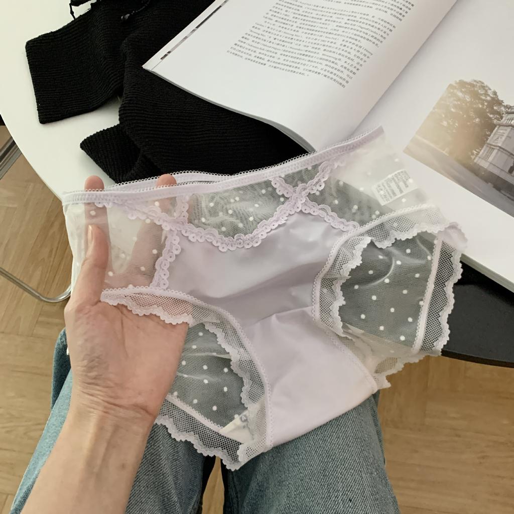 Women's Spring Summer Lace Mesh 10A Antibacterial Low Rise Panties
