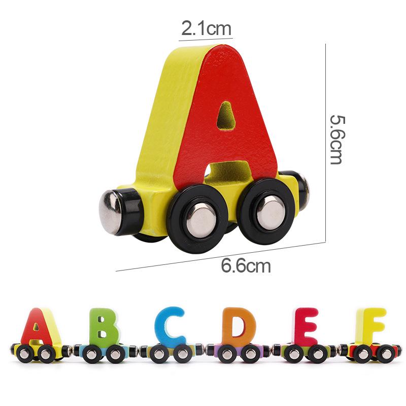 Magnetic Wooden Train with Letters & Numbers - Educational Toy for Ages 1-3