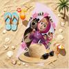 Masha and The Bear Print Beach Towel, Versatile Lightweight Absorbent Beach Towel for Pool Surf Yoga Bathroom, Perfect Birthday Holiday Gift