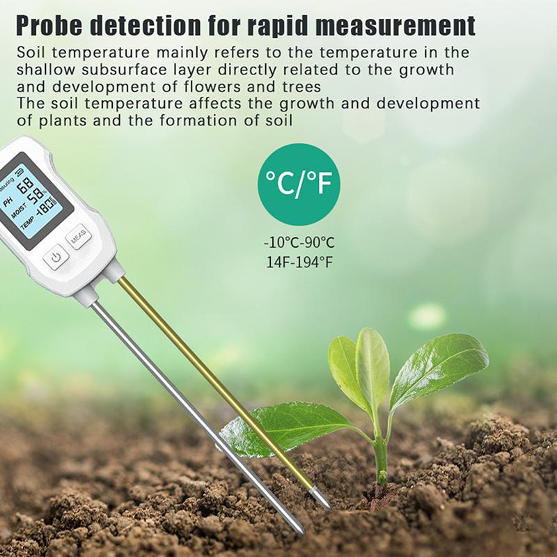 3 в 1 цифровой ЖК-измеритель почвы, измеритель температуры, влажности и pH с подсветкой, измерительный прибор для растений, цветочных растений, сада