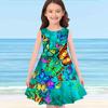 Girls' Dress Sleeveless 3D Green Butterfly Print Summer Spring Daily Cute Casual Sweet Kids A Line Dress Tank Dress