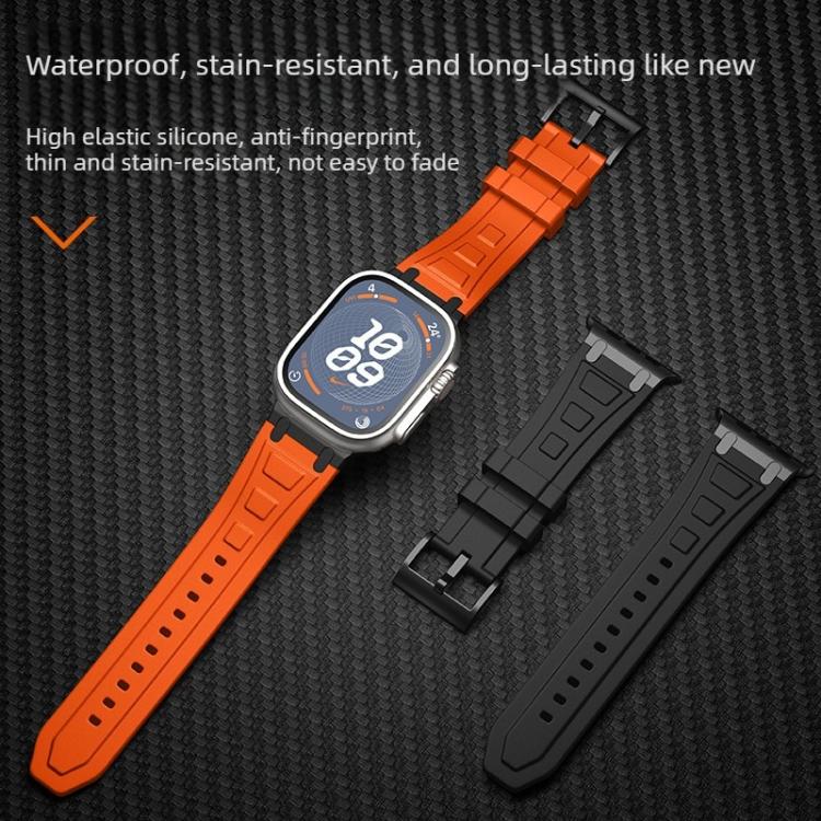 Triple-Layer Armour Silicone Sport Watch Band For Apple Watch 49mm/46mm/45mm/44mm, Adjustable Protective Replacement Wrist Strap