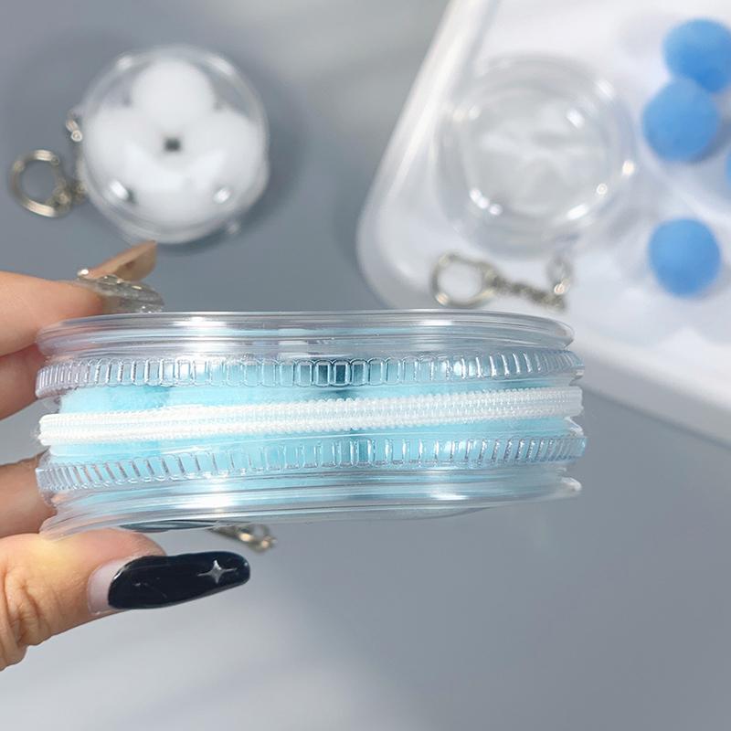 Круглая прозрачная сумка для значков, двусторонняя сумка для хранения значков с меховым помпоном, водонепроницаемый дисплейный чехол для значков, подвесная сумка