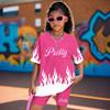 Girls Fashion Set Summer Children's Casual Sports Printed T-shirt Leggings Set