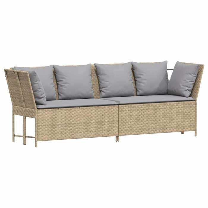 VidaXL Garden Sofa with Beige Cushions Braided Resin, Outdoor Sofa, Garden Loveseat, Outdoor Furniture, 4104126