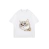 Oversized T Shirt Black Cat Face Print Casual Wear for Women