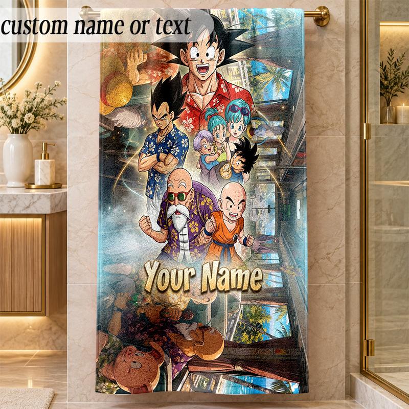 Beach TowelDragon Ball Custom Name Text Personalized Soft Towel for Beach Pool Indoor Home Decor Gift