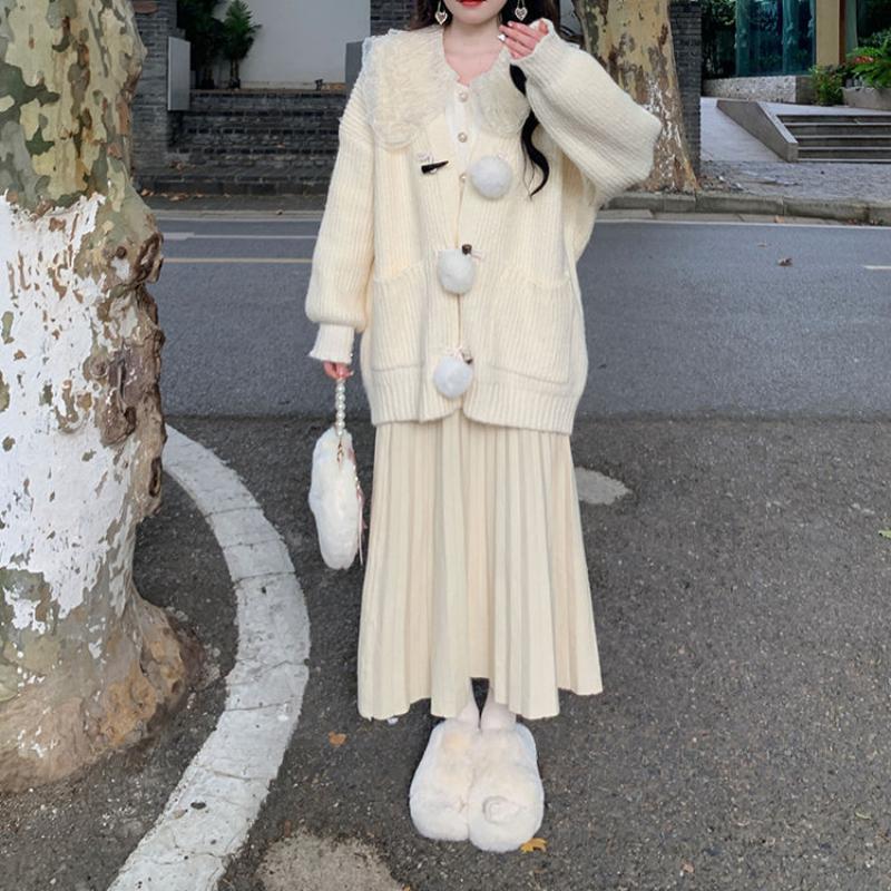 Кавайный свитер, кардиган, женский японский модный свитер с v-образным вырезом и плюшевыми пуговицами, милый свободный вязаный свитер с длинными рукавами, зимний розовый топ