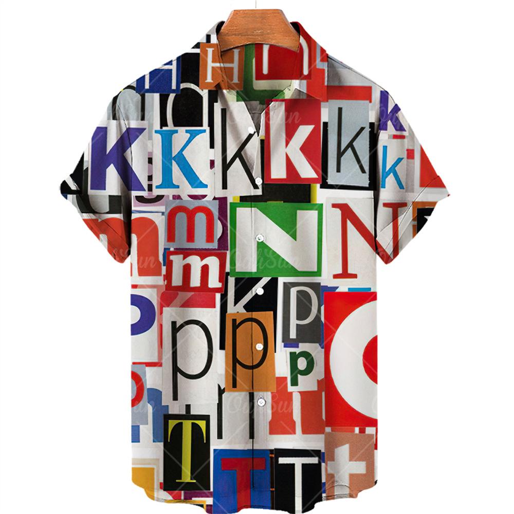 Летняя мужская рубашка с 3D-граффити, напечатанная масляными красками, модная уличная гавайская пляжная повседневная рубашка с лацканами и короткими рукавами