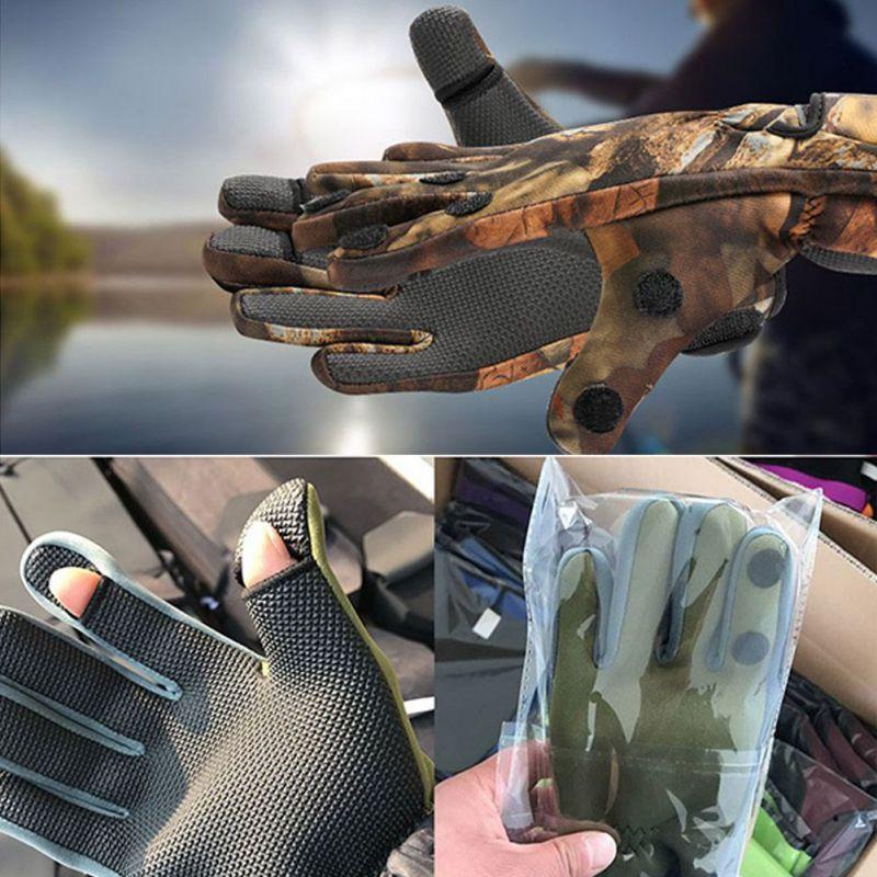 Водонепроницаемые зимние перчатки, теплые перчатки для работы на открытом воздухе, зимняя рыбалка, катание на лыжах, портативные перчатки для рыбалки с тремя пальцами