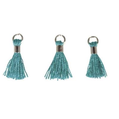 3 мини-помпона с петелькой 15 мм - нефтяной