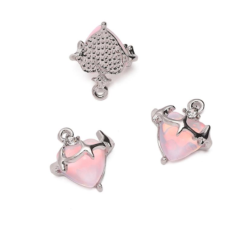 Радужные стеклянные и металлические шармы в форме сердца для изготовления украшений своими руками