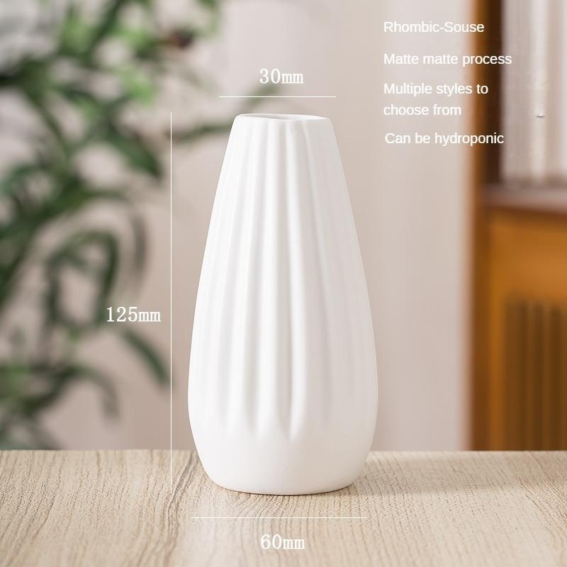Plain-fired Matte White Ceramic Flower Arrangement Small Vase Creative and Simple Living Room Home Dried Flower Ornament