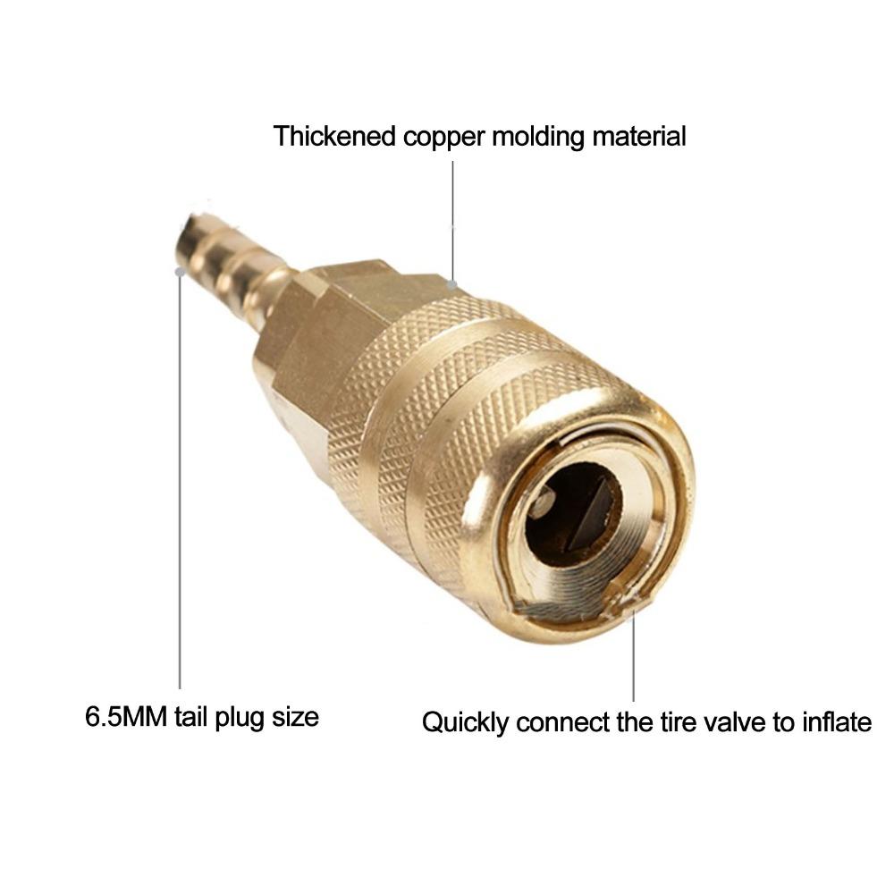 Copper Air Pump Chuck 6.5mm Barb Connector Quick Connect Adapter Tire Valve Connector Auto Repair