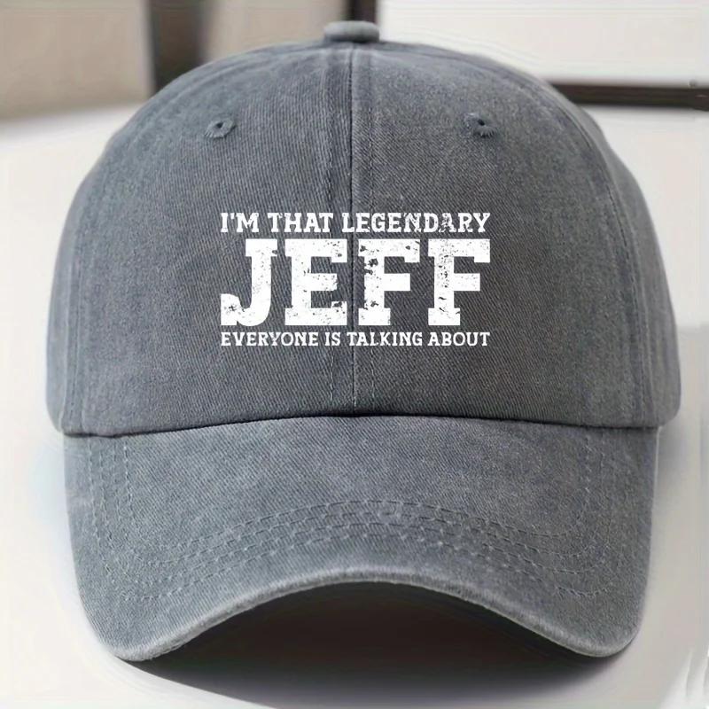 VintageStyle Im That Legendary Jeff Baseball Cap Cotton Dad Hat with Bold White Print Black Snapback for Outdoor Fas