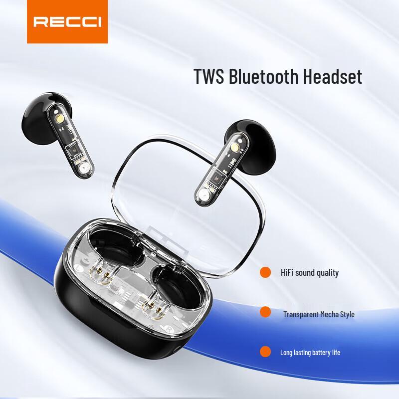 Recci REP-W58 Transparent Mecha TWS Bluetooth Earbuds