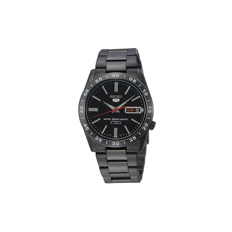 Seiko Seiko5 50 метров водонепроницаемость и элегантные Автоматические Мужские часы на стальном ремешке черный циферблат SNKE03K1