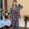 Loose Loungewear Female Shirt Pants Soft Sleepwear 2Pcs Pajamas Suit Luxury Zebra Print Nightwear Autumn Winter Home Clothes