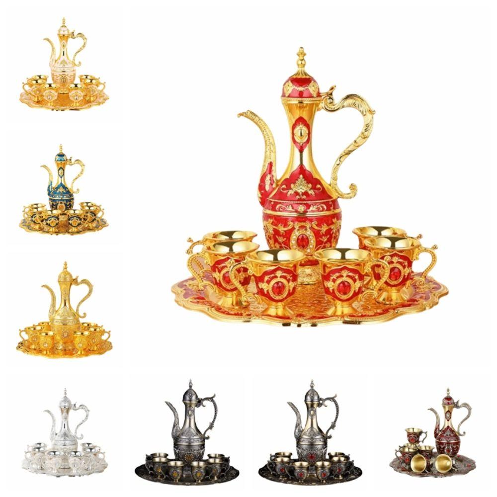 Multifunctional Turkish Tea Set Metal Vintage Wine Set Serving Tea Set Teapot Kit Home