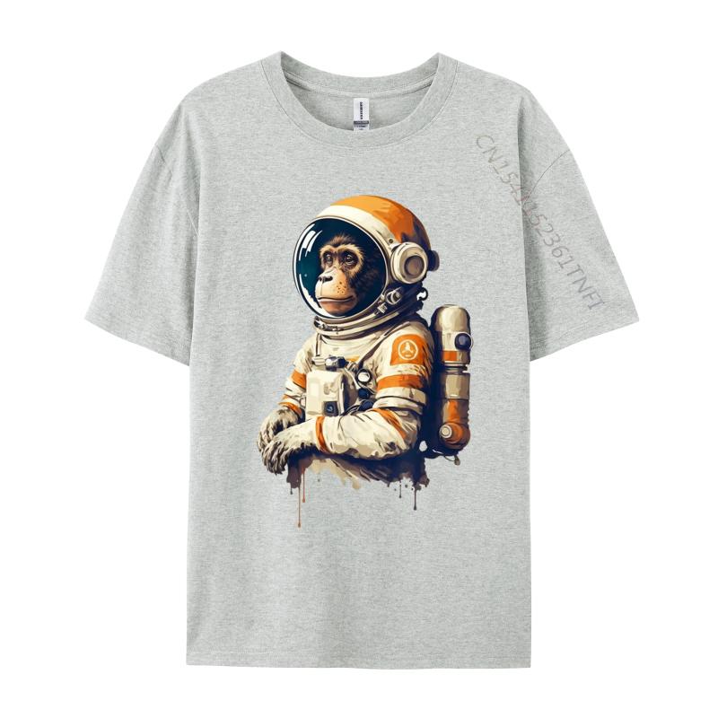 space vintage travel astronaut monkey astronaut Custom Camisa T-Shirt Tops Tees Retro Cotton Normal Clothing Shirt