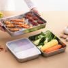 Stainless Steel Square Tray with Lid Kitchen Food Storage Dish Removable Cooling Rack Set Baking BBQ Pan Crisper Box Container