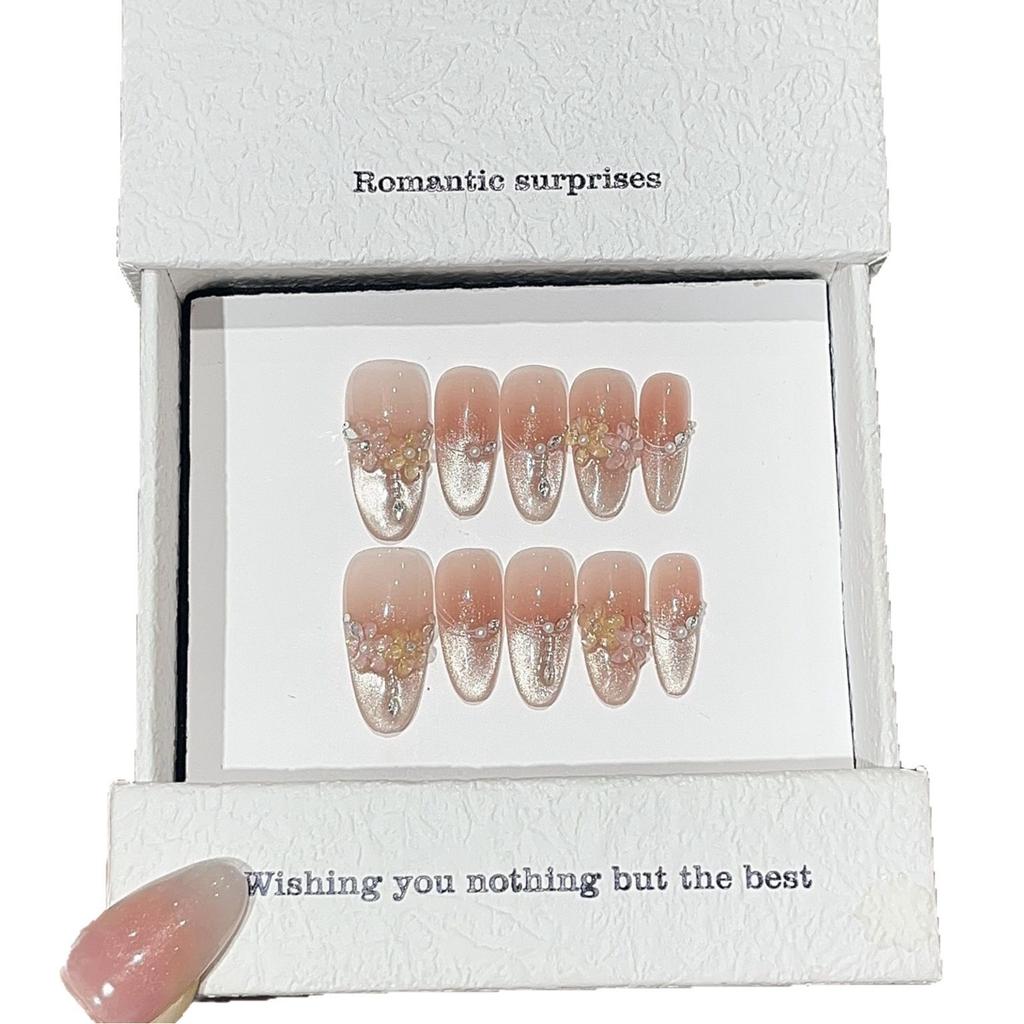 Sweet Dream Flower Spring Girly Flower Sticker Pink Cat Eye Chain Pearl Diamond Wear Armor