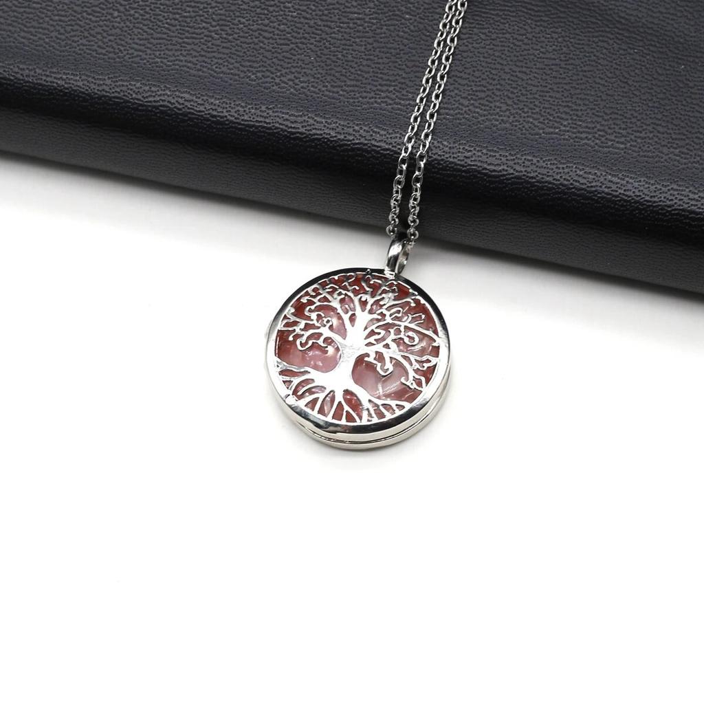 Ожерелье «Древо жизни» из натурального камня, бирюза/агаты, полая открытая подвеска для женщин и девочек, подарок на день рождения, длина цепочки 60 см