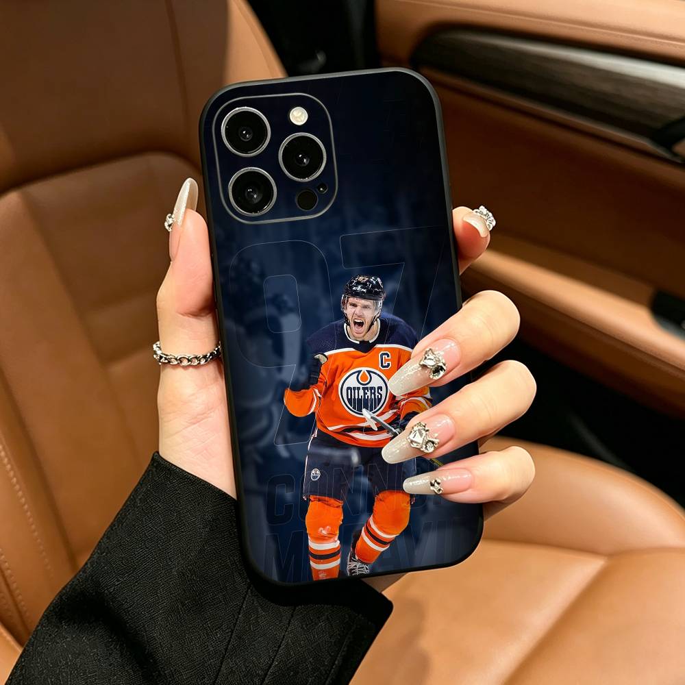 Чехол для телефона C-Connor McDavid 97 для iPhone 17,16,15,14,13,12,11 Pro Max,16/15/14Plus,XS Мягкий черный чехол