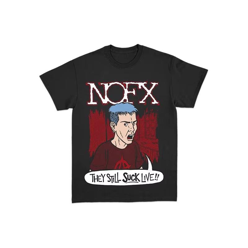 NOFX Punk Band Album Shark Graphic Casual T-Shirt, Unisex Luxury Band Style Top Women And Men T-shirt