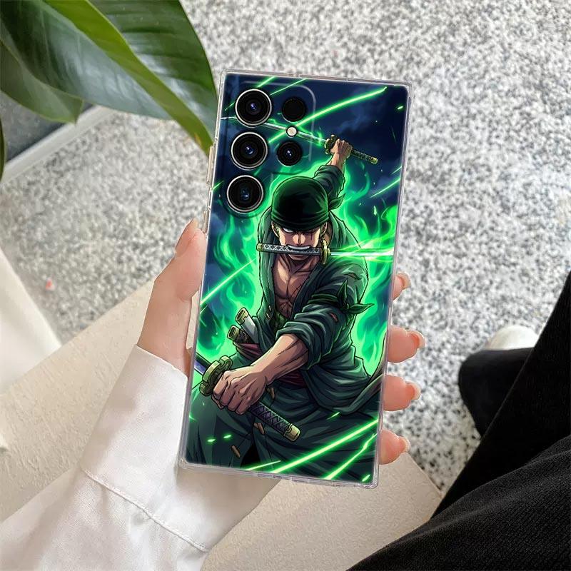 ZORO Roronoa One Pieces S26 Ultra Case Coque For Samsung Galaxy S25 S26 S24 S23 Ultra S22 S20 Plus S21 FE A57 Clear Phone Cover