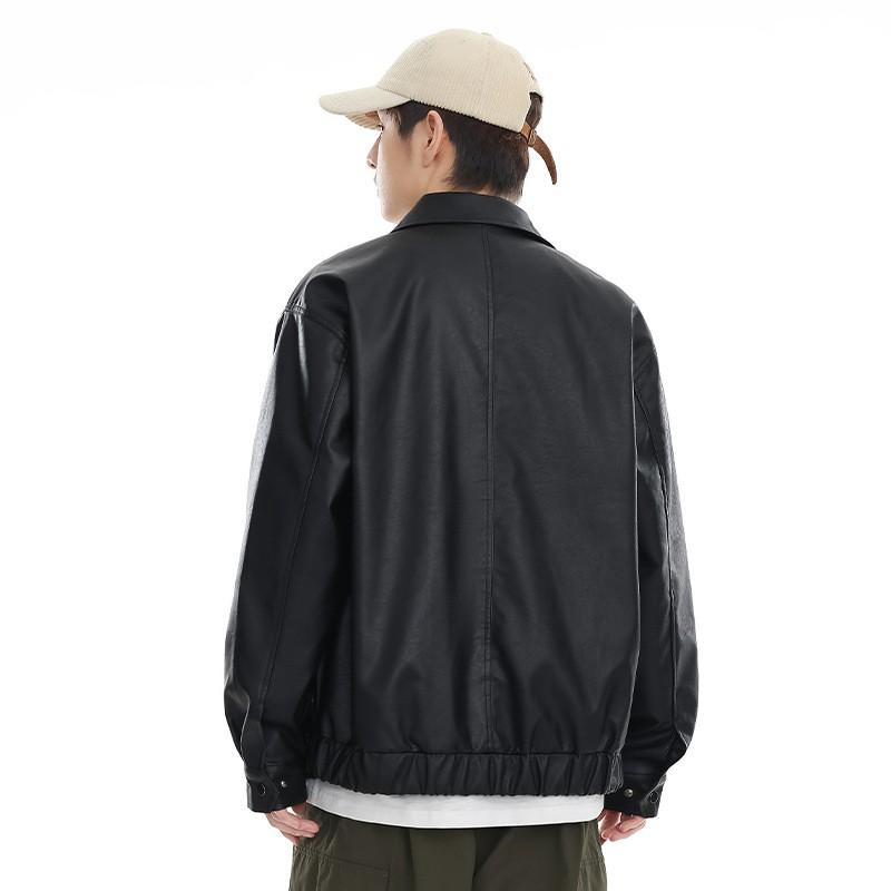 Unisex Retro Japanese Style Oversized Motorcycle Jacket Casual Outerwear