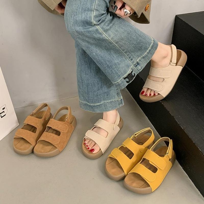 Новые сандалии на толстой подошве на липучках, универсальная повседневная спортивная пляжная обувь