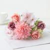 Artificial Fake Flower Bouquet Rose & Hydrangea Silk Flowers for Home Vase Bridal Shower Decor Photo Studio Floral Props
