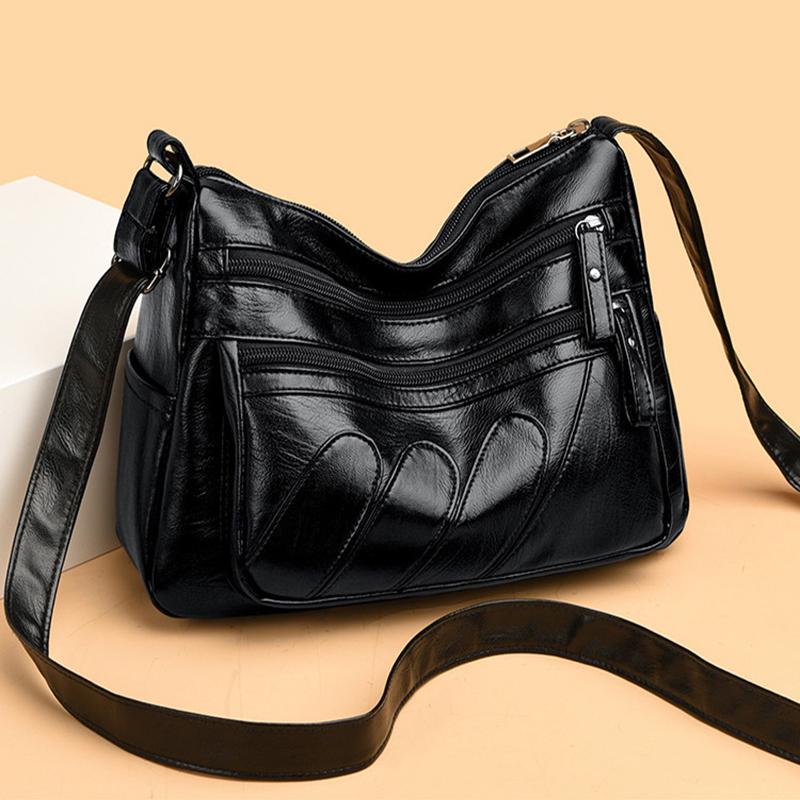 Cross-border женская мягкая кожаная сумка-мессенджер универсальная женская сумка среднего возраста многослойная вместительная сумка через плечо