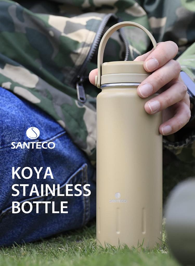CB Japan KOYA Outdoor Bottle, SANTECO, Beige, 500ml, Direct Drinking, Vacuum Insulated Stainless Steel Bottle [with Handle]