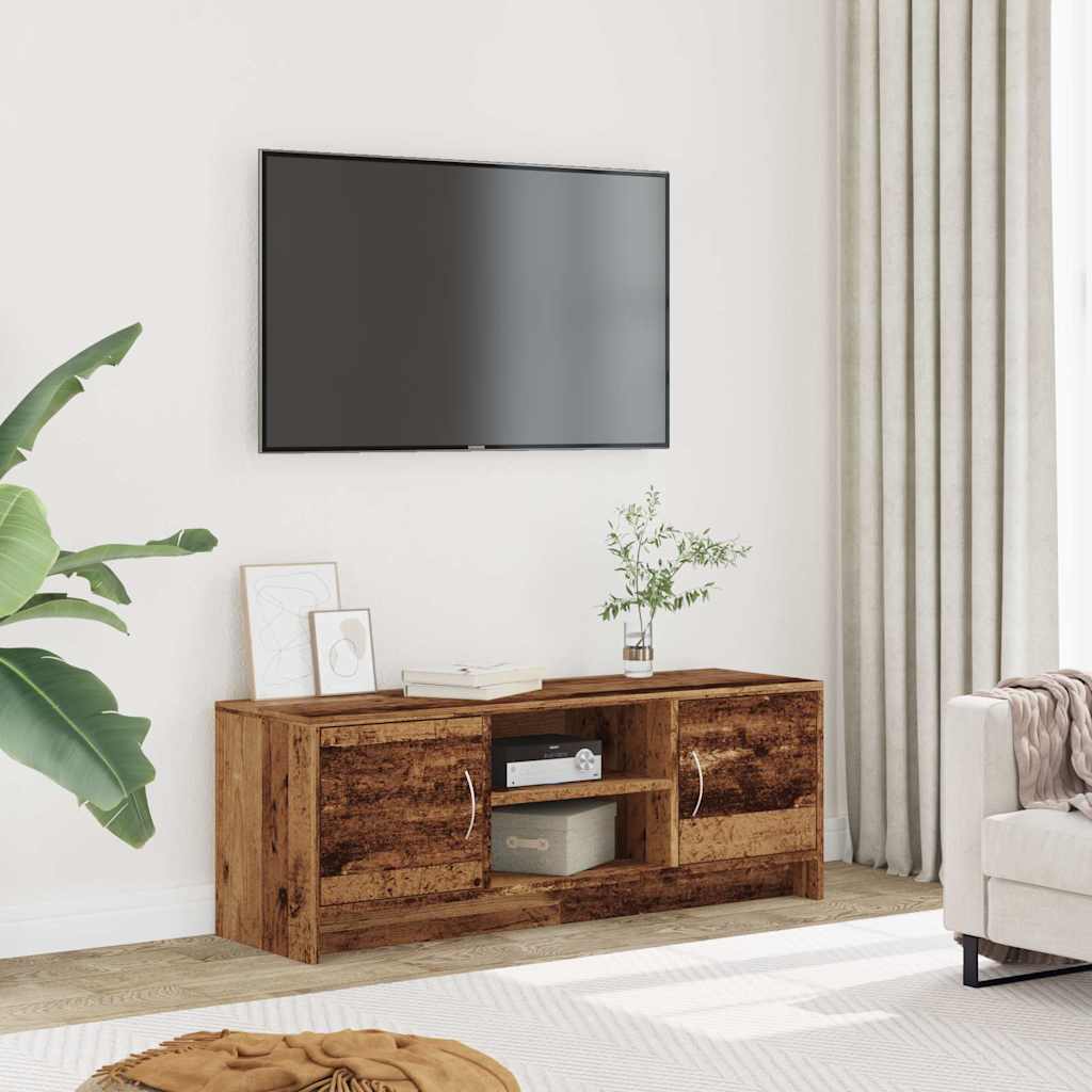 TV Stand with Rustic Wood Effect 102 x 30 x 37.5 cm Engineered Wood