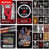 Металлическая табличка Rock Team Винтажная табличка Жестяная табличка Настенный декор Для бара паба Клуба фанатов Мужская берлога Музыкальный плакат Рок-н-ролл