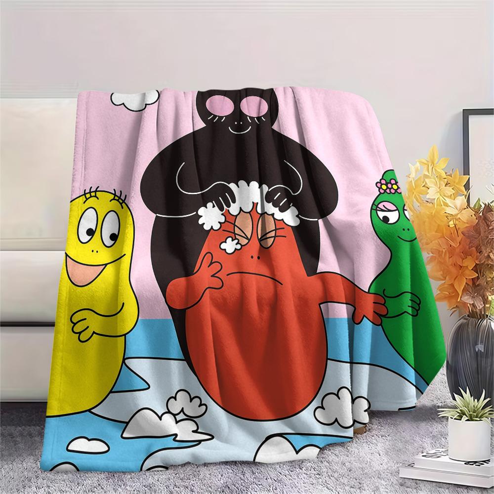 Barbapapa Flannel Blanket, High quality Comfortable for All Seasons, Home Decor, Warmth and Comfort