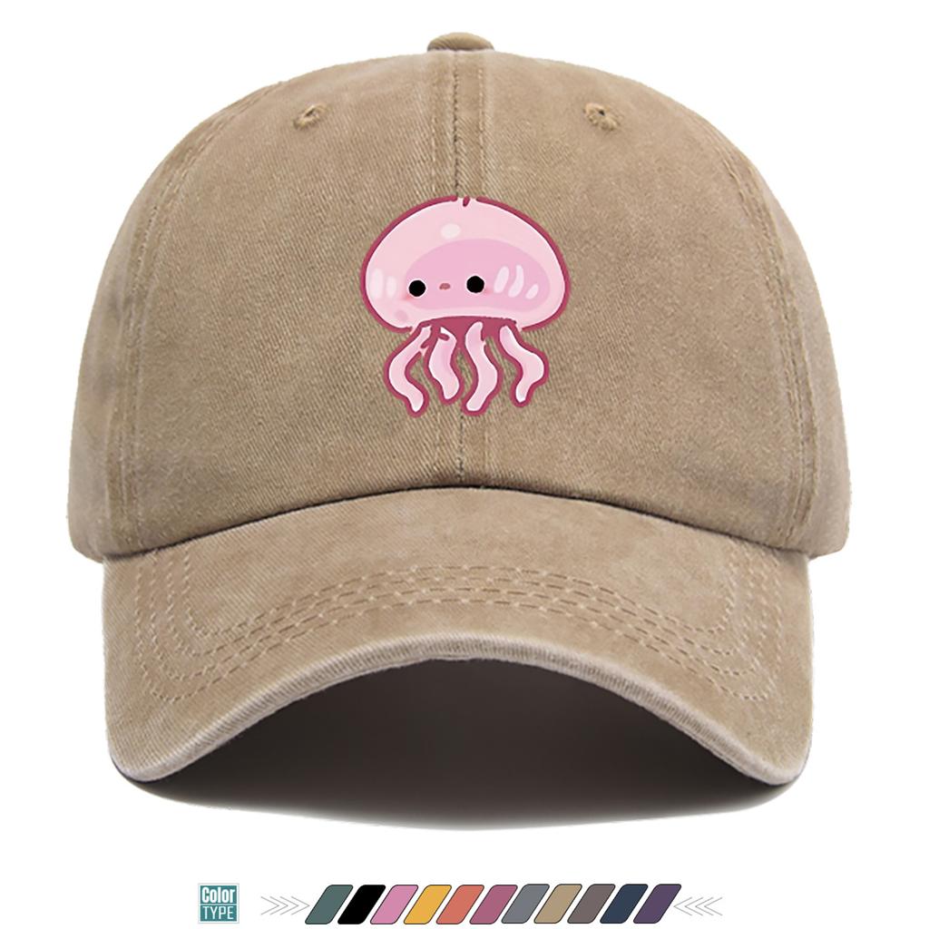 pc Pink Cute Jellyfish Cartoon Print Baseball Cap Soft Style Pattern Comfortable Breathable Fashion Hat Unisex Adjustable Co