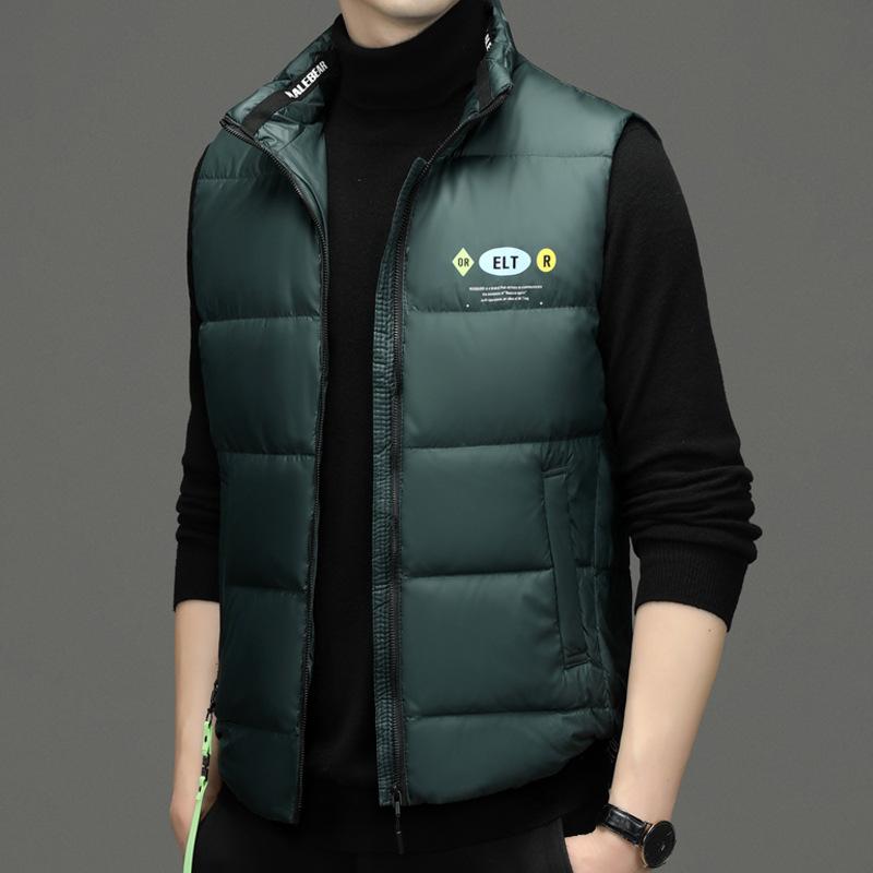 Пуховик с воротником-стойкой, жилет, мужской осенне-зимний новый модный жилет без рукавов с хлопковой подкладкой, жилет, кардиган для мужчин