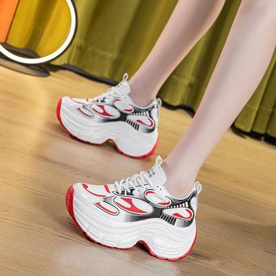 Осенне-зимняя женская обувь новая танкетка маффин толстая подошва внутренняя высота увеличение женская трендовая повседневная спортивная обувь