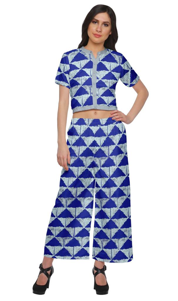Moomaya Womena    S Crop Top Palazzo Set Printed 2 Piece Outfit Dress Ethnic