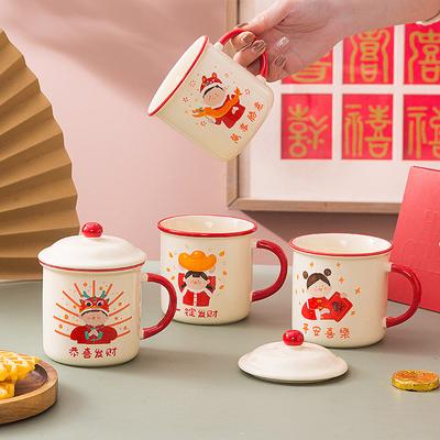 Fa Cai Ностальгическая керамическая кружка Вэньи Фань Имитация эмали Кофейная чашка для воды Сувенир Домашний офис Чашка для питья