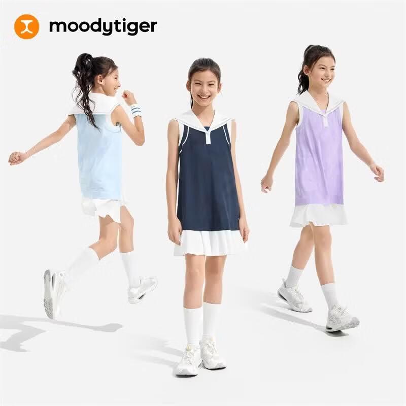Девочковое быстросохнущее спортивное платье-майка MoodyTiger с защитой от солнца