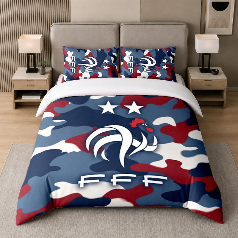 3Pcs Bedding SetFrance Football Soft Bed Sheet and Two Pillowcases Home Bedroom Decor