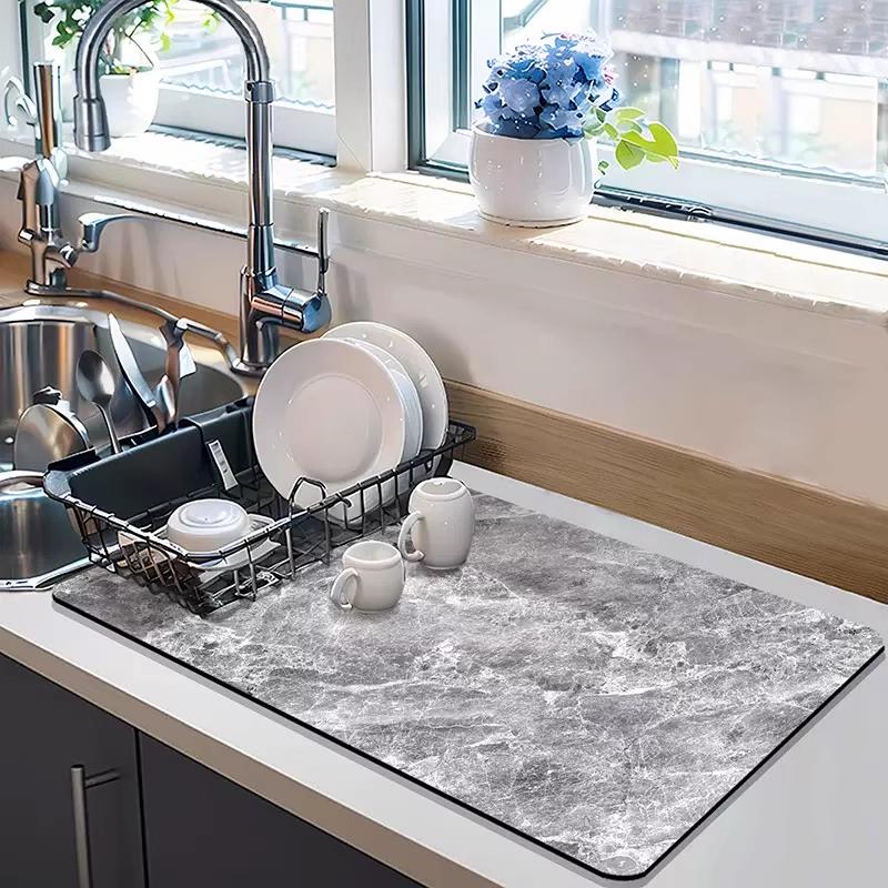 Диатомитовый абсорбирующий противоскользящий коврик для кухонной столешницы, быстросохнущий коврик для слива кофе; подставка для сушки посуды подставка для кухни