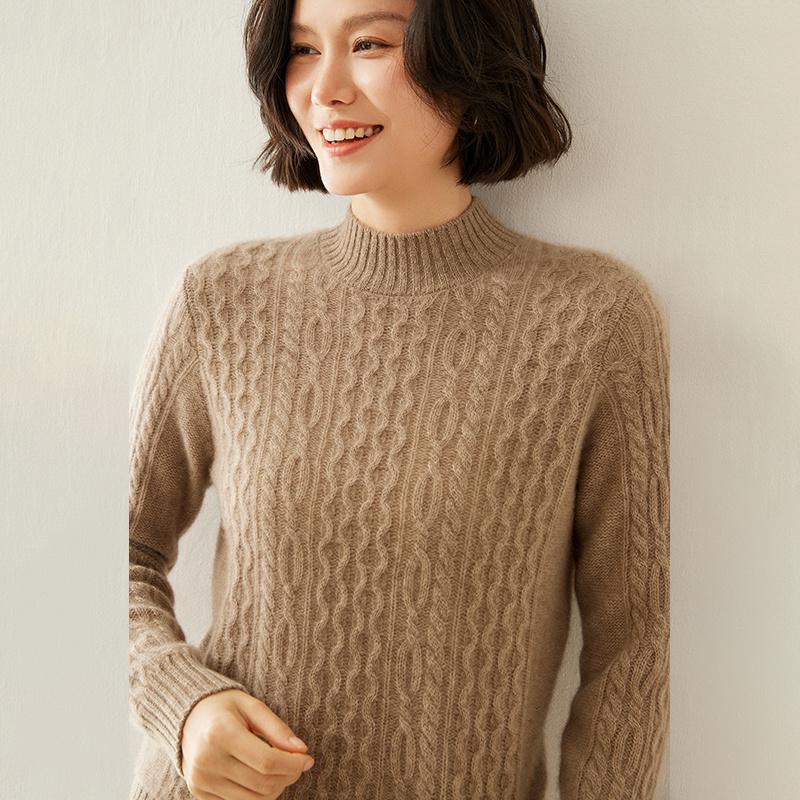 Women's Cashmere Sweater Qinghe Cashmere 100% Cashmere Autumn and Winter Cashmere Thickened Pullover Soft and Warm