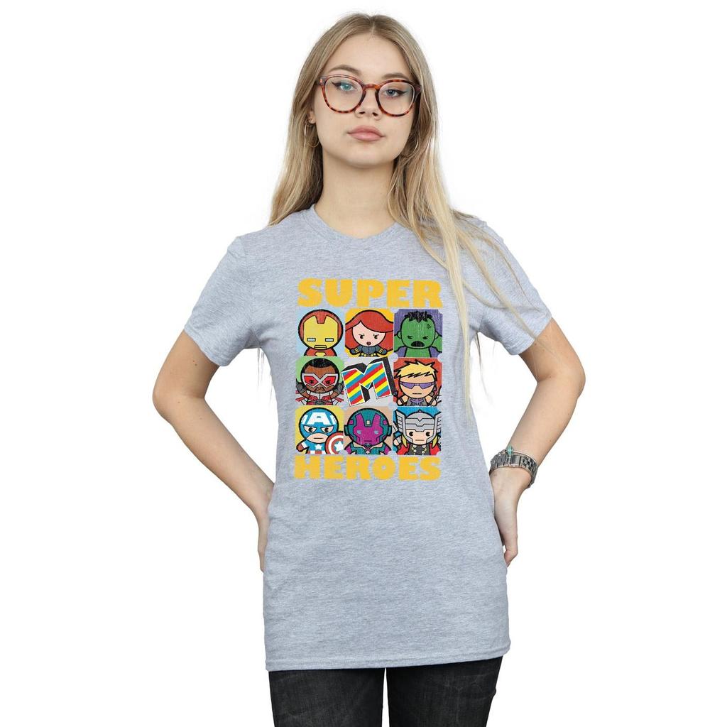 Marvel Womens/Ladies Kawaii Super Heroes Cotton Boyfriend T-Shirt